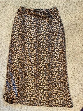 Mango Leopard Print Maxi Slip Skirt - Brown & Black